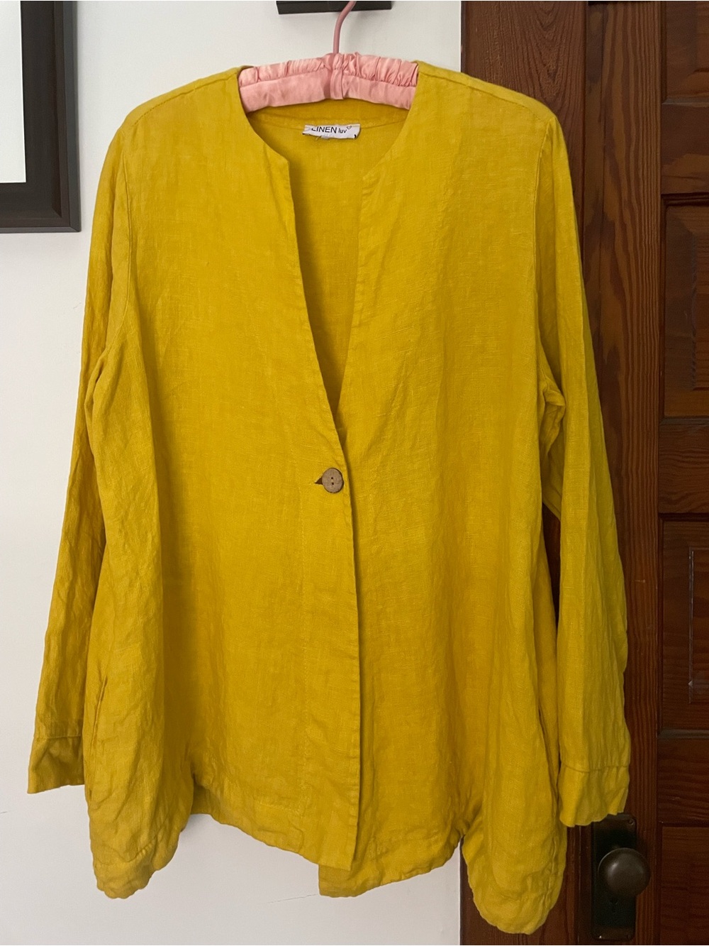 LINEN luv Yellow Linen Top - Medium